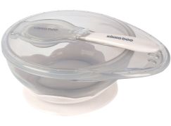 KikkaBoo Miska s přísavkou, víčkem a lžičkou Beige