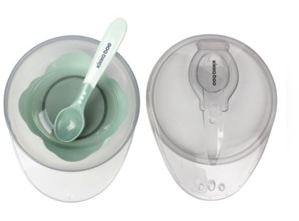 KikkaBoo Miska s přísavkou, víčkem a lžičkou Mint