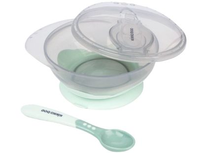 KikkaBoo Miska s přísavkou, víčkem a lžičkou Mint