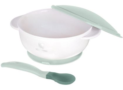 KikkaBoo Miska s přísavkou, víčkem a lžičkou s tepelným senzorem Mint