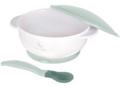 KikkaBoo Miska s přísavkou, víčkem a lžičkou s tepelným senzorem Mint