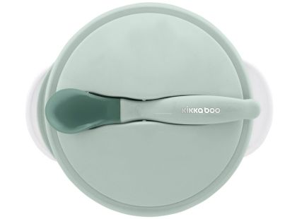 KikkaBoo Miska s přísavkou, víčkem a lžičkou s tepelným senzorem Mint