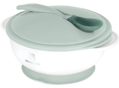 KikkaBoo Miska s přísavkou, víčkem a lžičkou s tepelným senzorem Mint