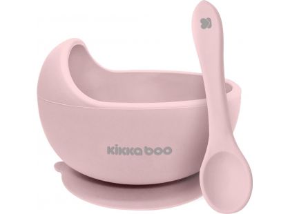 KikkaBoo Miska silikonová s přísavkou a lžičkou Pink