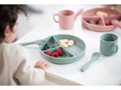 KikkaBoo Příbor 2-dílný Platinum Silicone Sage