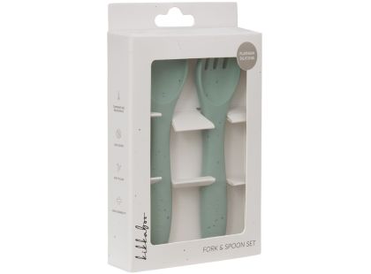 KikkaBoo Příbor 2-dílný Platinum Silicone Sage