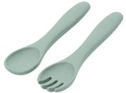 KikkaBoo Příbor 2-dílný Platinum Silicone Sage