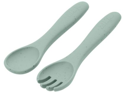 KikkaBoo Příbor 2-dílný Platinum Silicone Sage