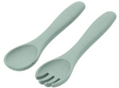 KikkaBoo Příbor 2-dílný Platinum Silicone Sage