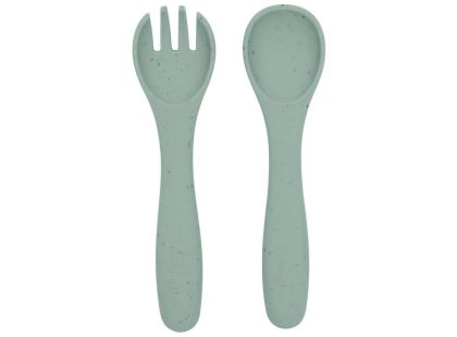 KikkaBoo Příbor 2-dílný Platinum Silicone Sage