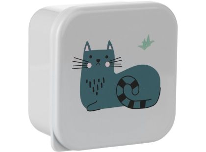 KikkaBoo Sada boxů na svačinu 4 ks Kitty Cat Grey