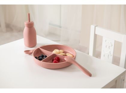 KikkaBoo Talíř dělený s přísavkou Platinum Silicone Blush