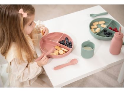 KikkaBoo Talíř dělený s přísavkou Platinum Silicone Blush