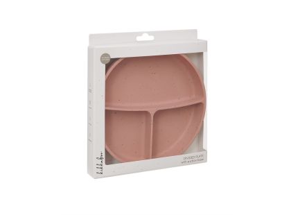 KikkaBoo Talíř dělený s přísavkou Platinum Silicone Blush