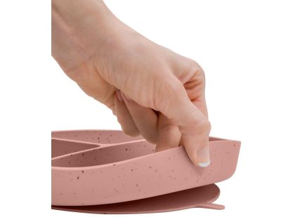 KikkaBoo Talíř dělený s přísavkou Platinum Silicone Blush