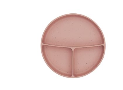 KikkaBoo Talíř dělený s přísavkou Platinum Silicone Blush