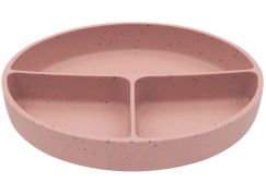 KikkaBoo Talíř dělený s přísavkou Platinum Silicone Blush