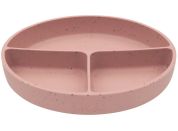 KikkaBoo Talíř dělený s přísavkou Platinum Silicone Blush