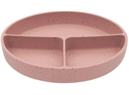 KikkaBoo Talíř dělený s přísavkou Platinum Silicone Blush