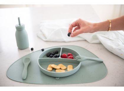 KikkaBoo Talíř dělený s přísavkou Platinum Silicone Sage