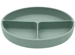 KikkaBoo Talíř dělený s přísavkou Platinum Silicone Sage