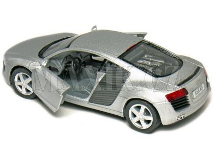 Kinsmart Auto Audi R8 na zpětné natažení 13cm - Stříbrná