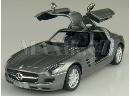 Kinsmart Auto Mercedes Benz SLS AMG na zpětné natažení 13cm - Tmavě šedá