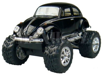 Kinsmart Auto Volkswagen Beetle velká kola na zpětné natažení 13cm - Černá
