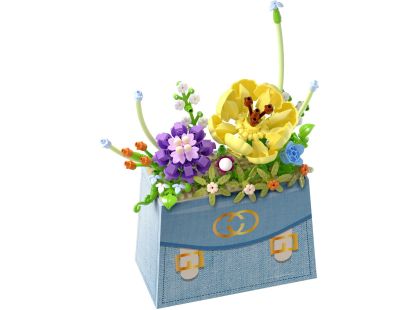 KOCO Stavebnice mini KOCO Květina v kabelce plast 223ks v krabičce 11x15x6cm