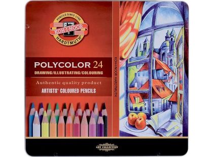 Koh-i-noor sada uměleckých pastelek POLYCOLOR  24 ks v plechové krabičce