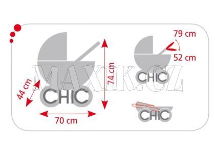Kočárek pro panenku Bellina 2v1 - classic line rot