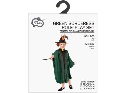 Kostým Kouzelník-Kouzelnice zelený 110-120 cm