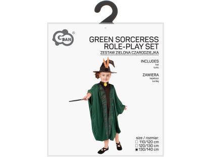 Kostým Kouzelník-Kouzelnice zelený 130-140 cm