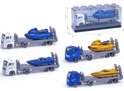 Kovový model kamionu s motorovým člunem 1:64