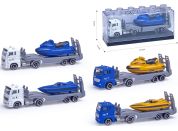 Kovový model kamionu s motorovým člunem 1:64