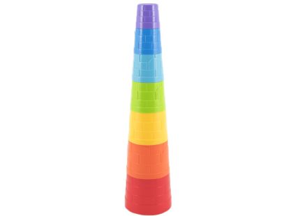 Kubus pyramida skládanka plast kulatá barevná 7ks v sáčku