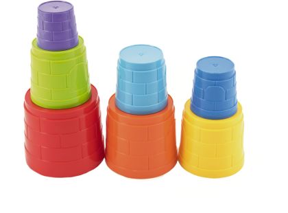 Kubus pyramida skládanka plast kulatá barevná 7ks v sáčku