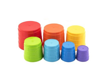 Kubus pyramida skládanka plast kulatá barevná 7ks v sáčku