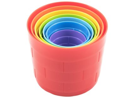 Kubus pyramida skládanka plast kulatá barevná 7ks v sáčku