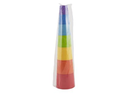 Kubus pyramida skládanka plast kulatá barevná 7ks v sáčku