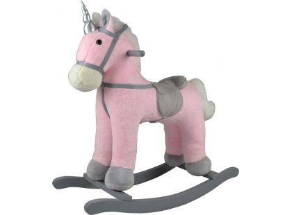 Kůň houpací růžový jednorožec plyšový na baterie se zvukem a pohybem