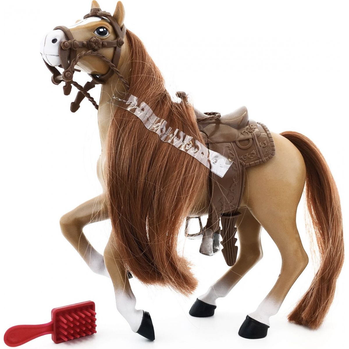Kůň s hřebenem 18 cm - Hnědý s hnědou hřívou