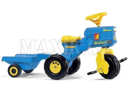 Šlapací tříkolka New Holland s vlečkou - modrá