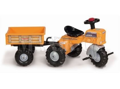 Šlapací traktor LASER s vozíčkem - oranžový Biemme