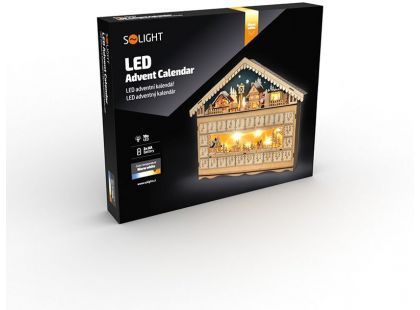 LED adventní kalendář - horská chata, 10 x LED, 50 x 40 cm, 2 x AA