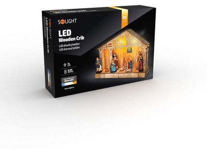 LED dřevěný betlém, 30 x 21 cm, 7 x LED, 2 x AA