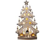 LED dřevěný vánoční stromek s dekoracemi, 23 x LED, přírodní barva, 64 cm, 2 x AA - Poškozený obal