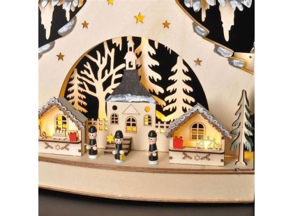 LED dřevěný vánoční stromek s dekoracemi, 23 x LED, přírodní barva, 64 cm, 2 x AA - Poškozený obal