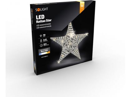 LED ratanová hvězda, 40 x LED, 2 x AA, 40 cm