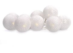 LED řetěz vánoční koule bavlněné, 10 LED, 1m, 2 x AA, IP20